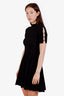 Maje Black Ribbed Knit Pleated Mini Dress Size 34