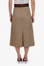 Gucci Brown Leather GG Monogram Horsebit Midi Skirt Size 40