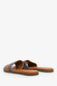Alexander McQueen Brown Leather and Blue Denim Logo Sandals Size 38