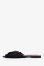 Pre-loved Chanel™ Black Mesh Cotton Coco Beach CC Flats Size 39.5