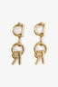 Christian Dior Gold Tone Vertical Logo Drop Earrings