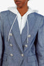 Veronica Beard Blue Linen Blazer with White Dickey Hoodie Size S