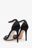 Jimmy Choo Black Mesh Beaded Detail Open Toe Heels Size 39