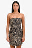 Acne Studios Beige/Black Strapless Patterned Mini Dress Size 38