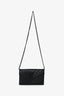 Saint Laurent Black Chevron Grained Leather So Black Envelope Wallet on Chain