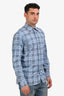 Burberry Blue/Black Cotton 'Exploded Nova' Check Pattern Long Sleeve Button-Up Shirt Size M