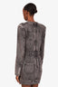 Balmain Grey Acid Wash Denim Button Mini Dress Size 42