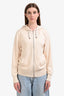 Brunello Cucinelli Cream Cotton Zip Up Hooded Sweater Size 46