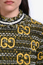 Gucci Black/Yellow Fringe Tweed Short Sleeve Dress Size L