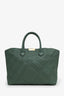 Burberry Green Embossed Check Leather Tote Bag with Strap