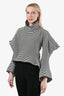 Issey Miyake Black/White Striped Pointed Shoulder Top Size 2