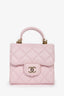 Pre-loved Chanel™ 2021 Baby Pink Lambskin Micro Top Handle On Chain