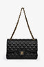Pre-loved Chanel™ 2018 19 Black Quilted Lambskin Jumbo Double Flap Bag GHW