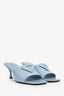 Prada Light Blue Triangle Logo Kitten Heeled Mule Size 38