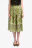 Max Mara Green/Cream Lined Floral Midi Skirt Size 4