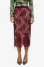 L'Agence Burgundy Lace Midi Skirt Size 6