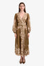 Zimmermann Olive Green Floral Printed Long Sleeves Maxi Wrap Dress Size 2 with Belt