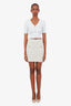 Balmain White/Gold Sequin Frayed Embellished Tweed Mini Skirt Size 40