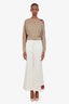 Gucci White Cotton Wide Leg Logo Patch Pants Size 42