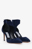 Jimmy Choo Navy Blue Suede Taris 85 Pumps Size 36