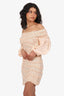 Zimmermann Peach/Black Dot Puff Sleeve Mini Dress Size 0
