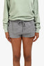 Miu Miu 2024 Grey Wool Cashmere Logo Embroidered Shorts Size 42