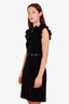 Gucci Black Horsebit Belted Ruffle Trim Mini Dress Size S