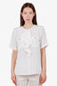 Max Mara White Silk Ruffled Button Pocket Blouse Size 8