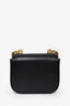 Celine 2024 Black Leather Mini Triomphe 'Claude' Crossbody Bag On Chain