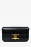 Celine 2022 Black Smooth Leather 'Claude' Triomphe Shoulder Bag
