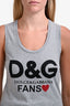 Dolce & Gabbana Grey Cotton Sleeveless Logo Tank Top Size 40