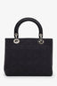 Christian Dior 1997 Black Denim Medium Lady Dior With Strap
