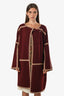 Chloe Burgundy/Tan Wool Angora Blend Asymmetrical Knit Jacket Size XS