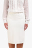 Alexander McQueen Cream Crepe Knee Length Pencil Skirt Size 44