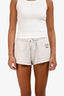 Celine Cream Cotton Logo Micro Shorts Size M