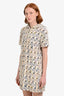 Pre-Loved Chanel™ Cream/Blue Fringe Tweed Cotton Silk Blend Zip Up Hooded Dress Size 38