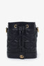 Black Calfskin Leather Enamel GG Bucket Bag with Strap