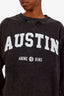 Anine Bing Washed Black Cotton 'Austin' Crewneck Sweater Size S