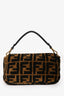 Fendi Brown/Black Shearling FF Baguette Bag with Strap