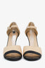 Pre-loved Chanel™ Beige/Black Leather Open Toe CC Heels Size 40.5