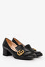 Gucci Black Leather GG Block Heels Size 38.5