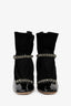 Jimmy Choo Black Patent Leather and Suede Crystal Detail Muruxa Ankle Boots Size 39