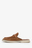 Loro Piana Brown Suede Leather and Shearling Bottillons Open Walk Loafers Size 40.5