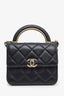 Pre-loved Chanel™ 22A Black Quilted Lambskin Top Handle Flap Clutch with Chain
