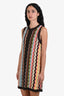 Missoni Brown/Multi Sleeveless Zigzag Sweater Mini Dress with Slip Size M
