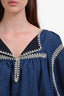 Zimmermann Blue Denim Dark Wash Embroidered Top Size 3