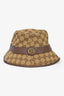 Gucci GG Supreme Canvas Brown Leather Bucket Hat