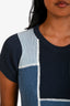 Mother Blue Ribbed Short Sleeve Sweater Size XS