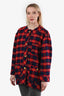Gucci Navy/Red Check Gold GG Buttoned Jacket Size 40