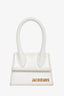 Jacquemus White Leather Mini 'Le Chiquito' Top Handle Bag